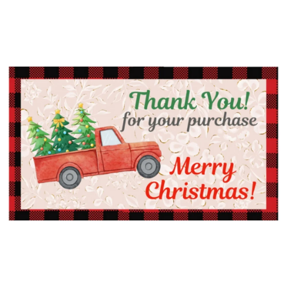 36 Thank you Christmas cards plaid